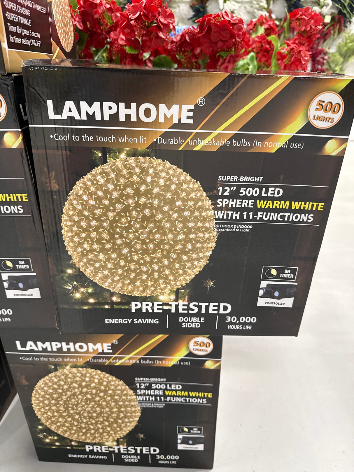 12" 500LED Sphere,With 11-Functions (Warm White)