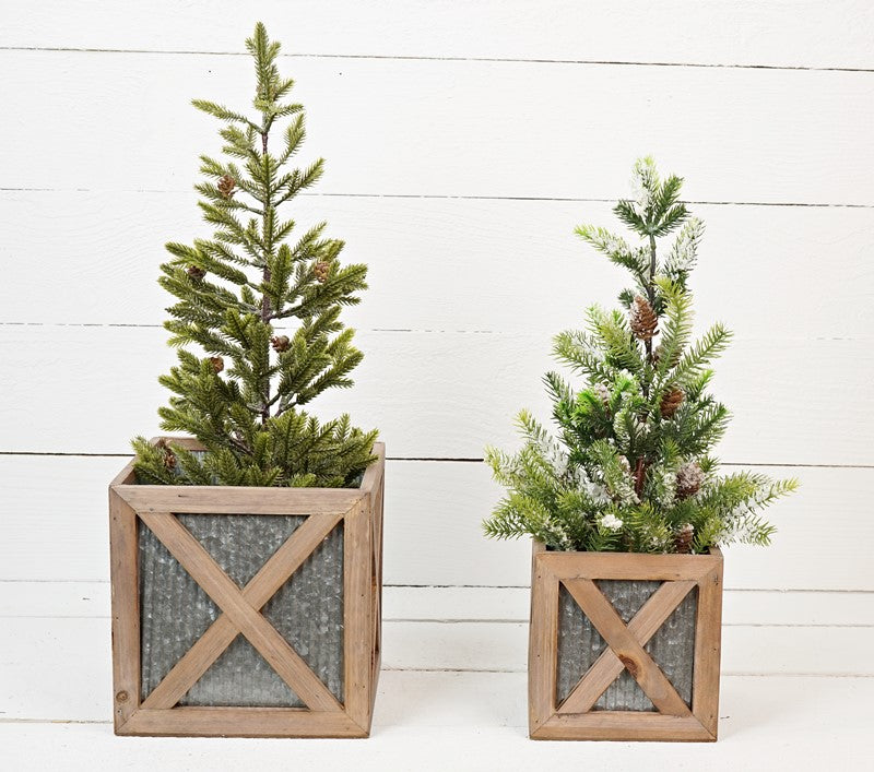 Set of 2 Square Wood Boxes (6" and 8")