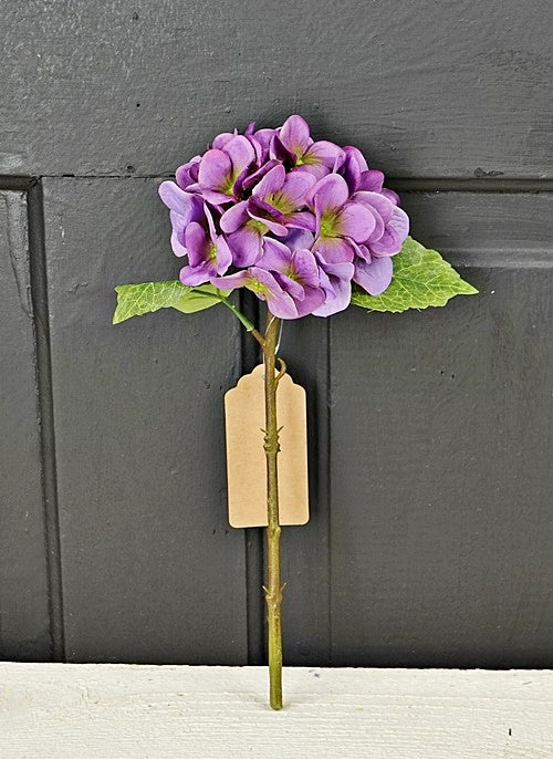 Purple Silk Hydrangea Stem (12")
