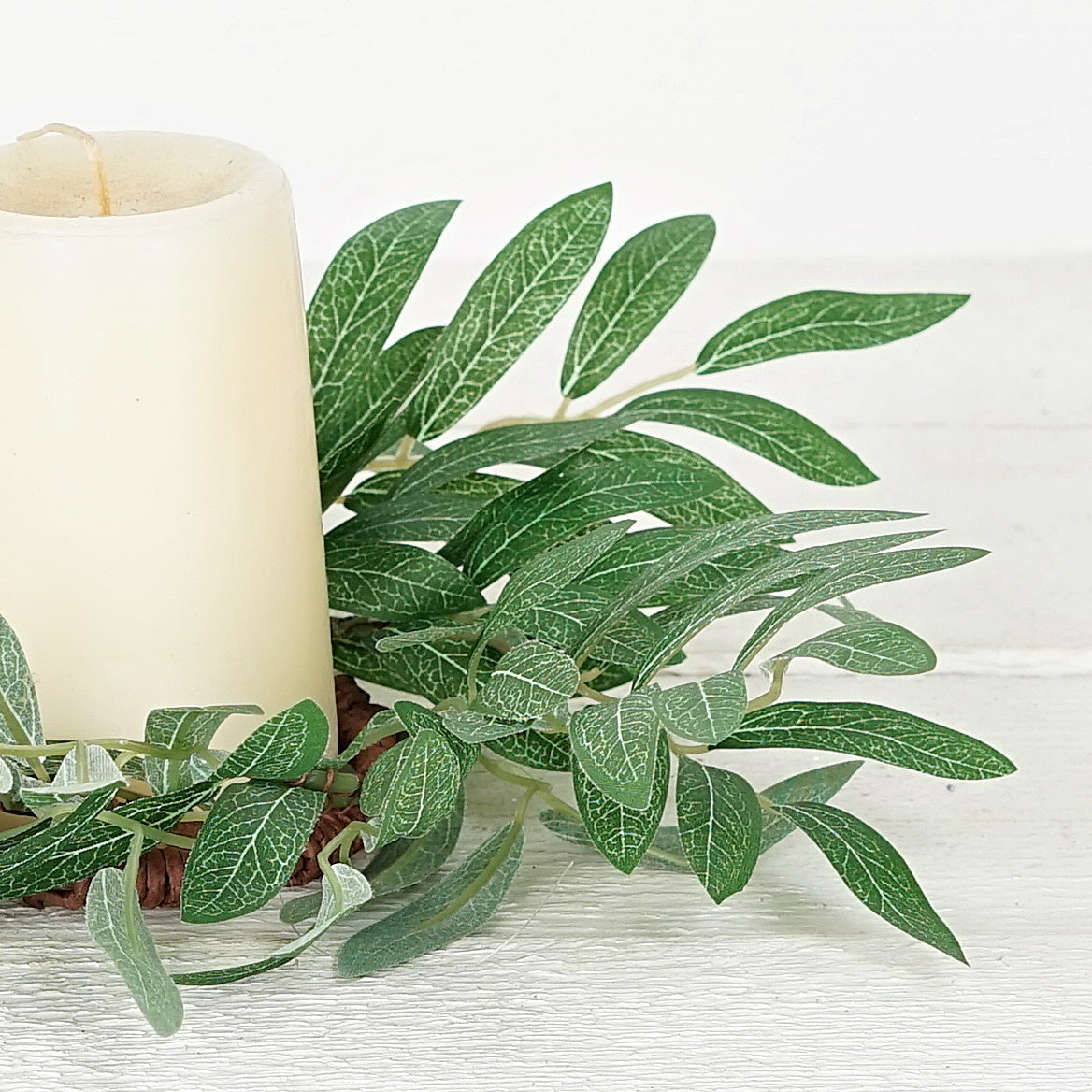 12" Olive Leaf Candle Ring Wreath (3.5" center)
