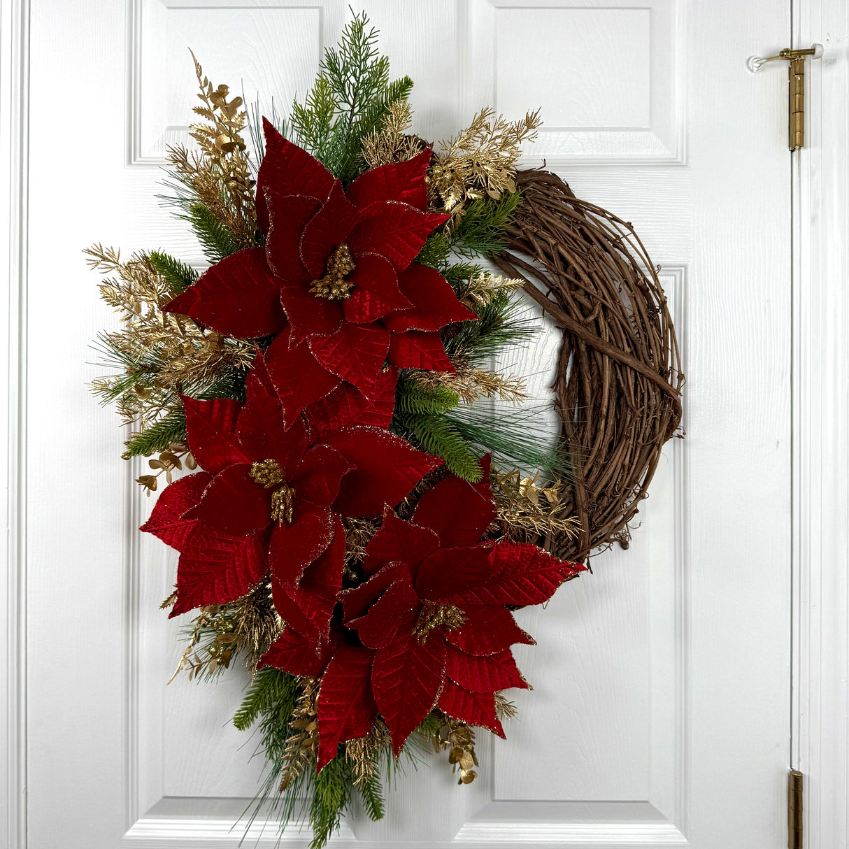 Red & Gold Poinsettia Wreath Kit