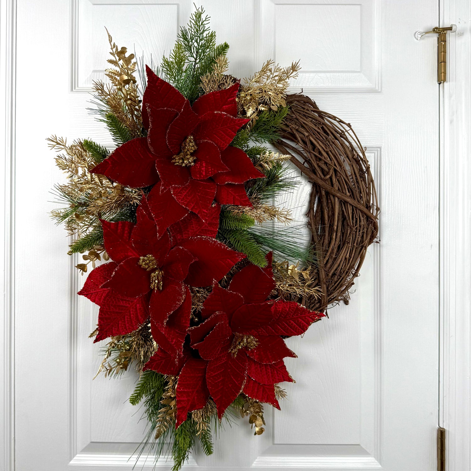Red & Gold Poinsettia Wreath Kit