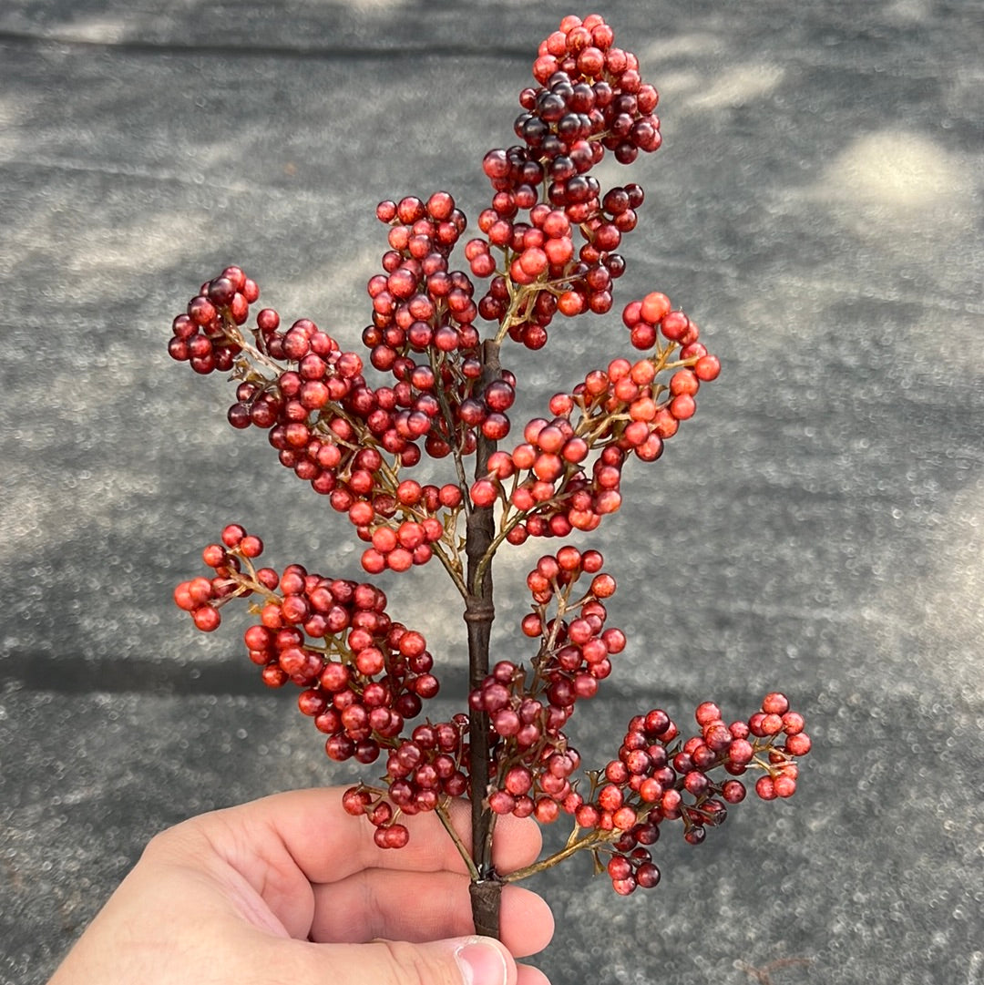 15” Long Burgundy Natural-Style Berry Spray