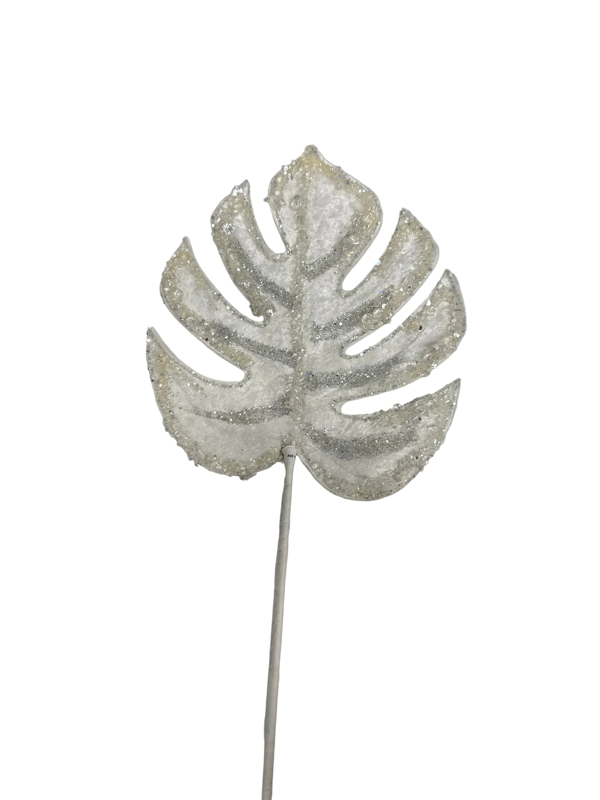 32" Iced Winter Monstera Leaf Stem