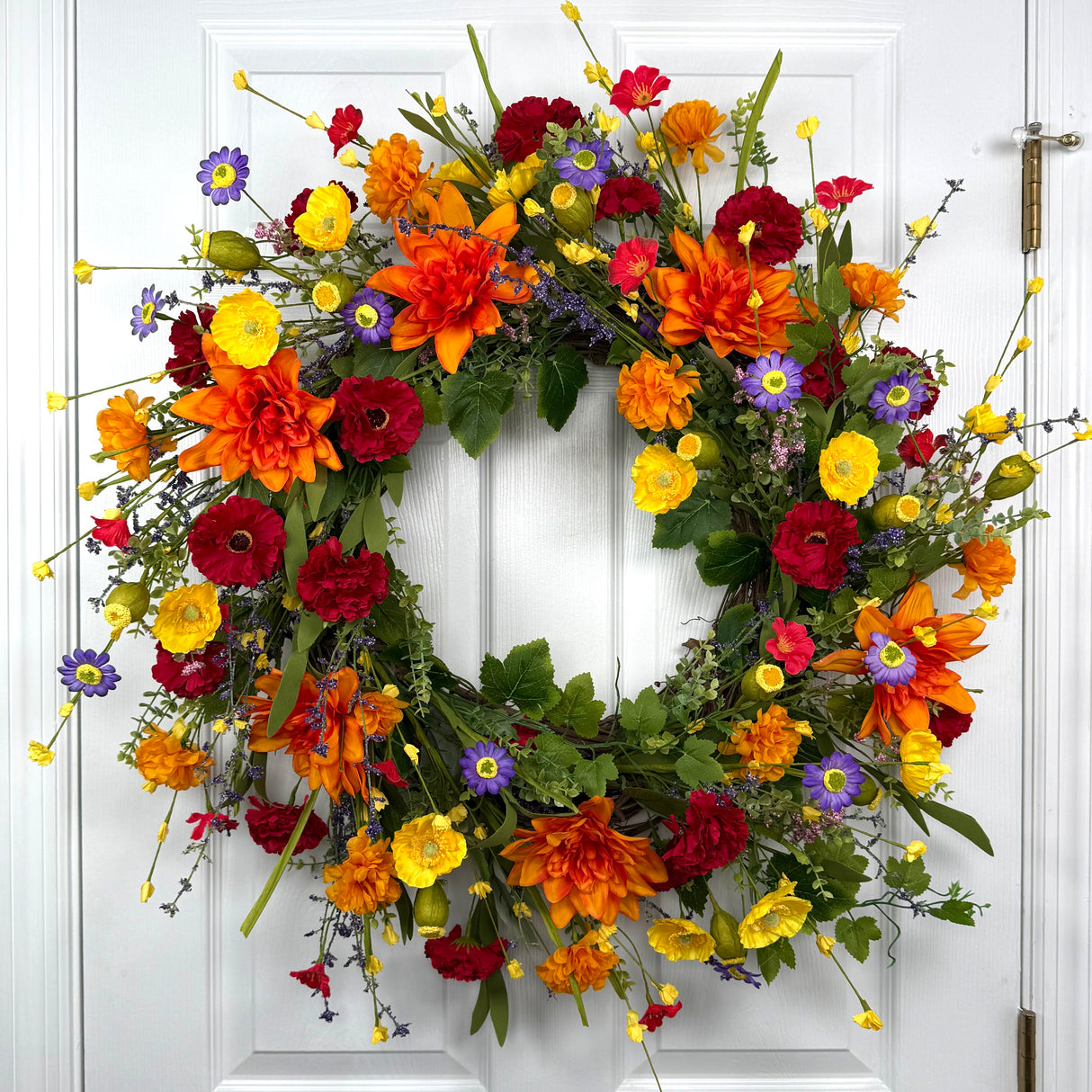Dahlia Poppy Meadow Wildflower Wreath (Completed Design)