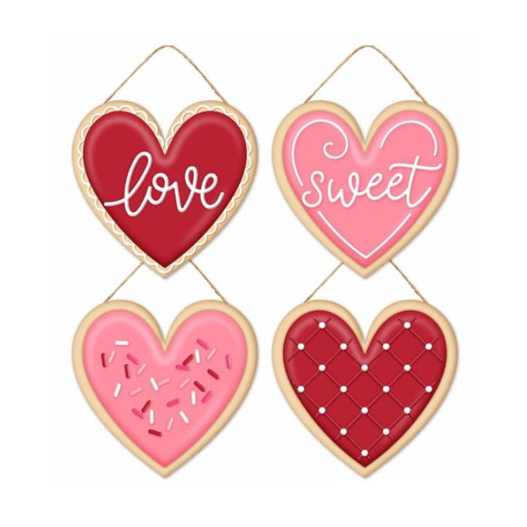 6"L Frosted Heart Cookie Signs Assorted (purchase is for one sign)