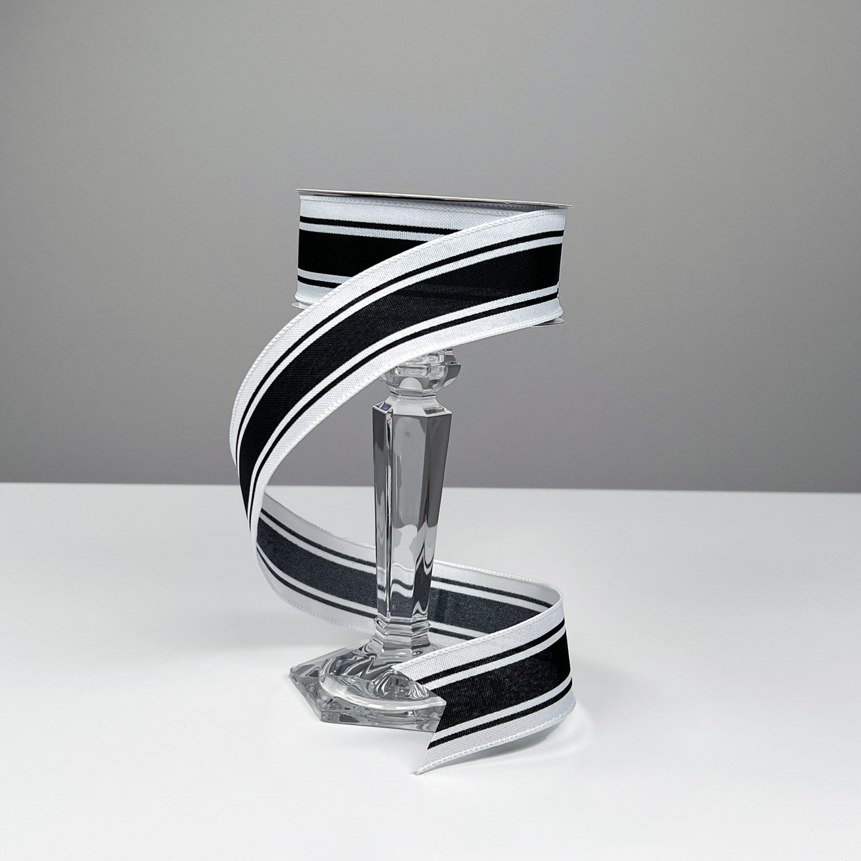 1.5"X10yd NSD Exclusive Black and White Farmhouse Stripe