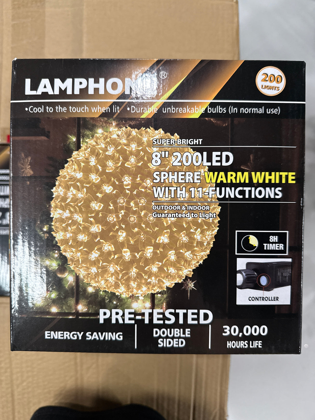 8" 200LED Sphere,With 11-Functions (Warm White)