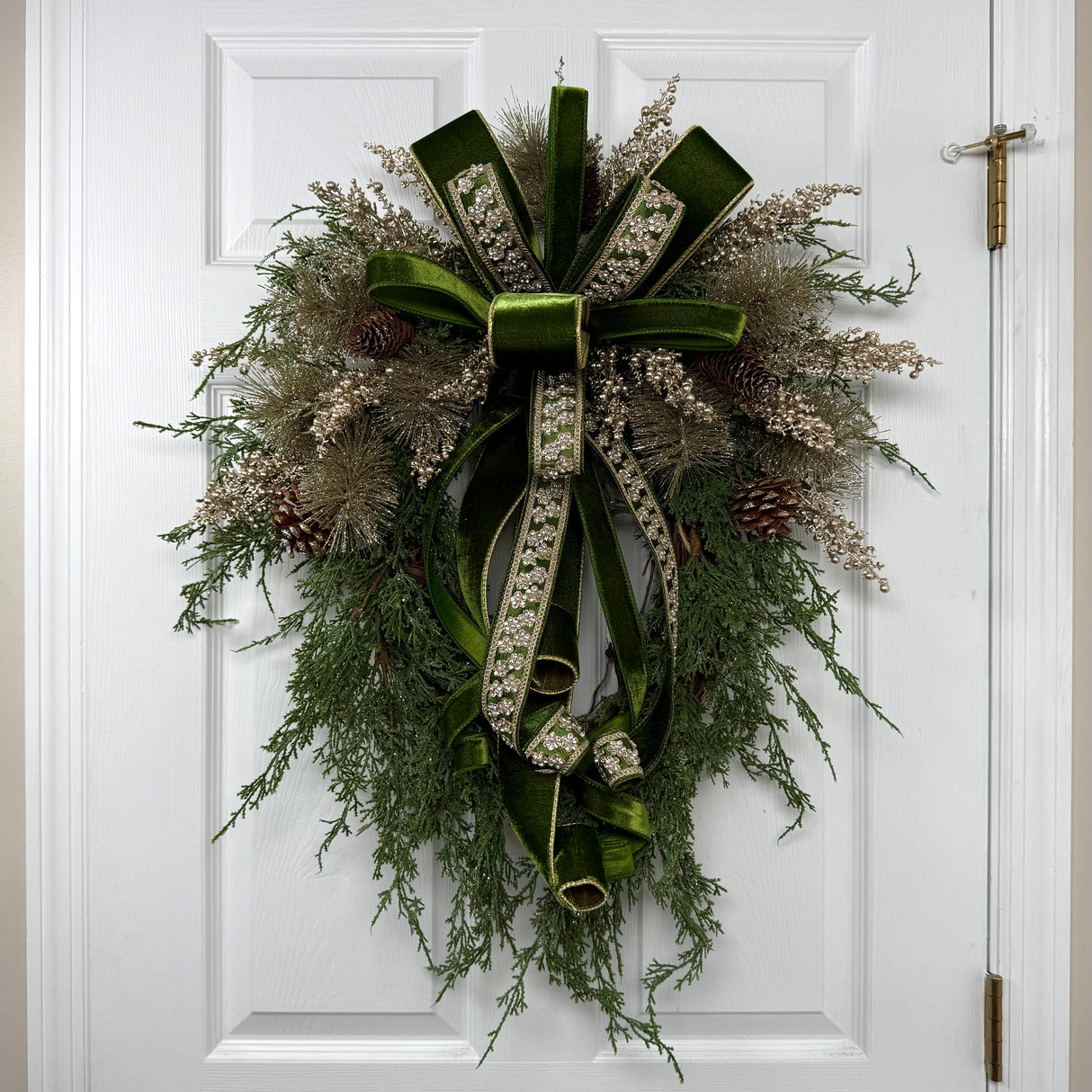 Moss Olive Forest Green Luxury Cedar Winter Wreath