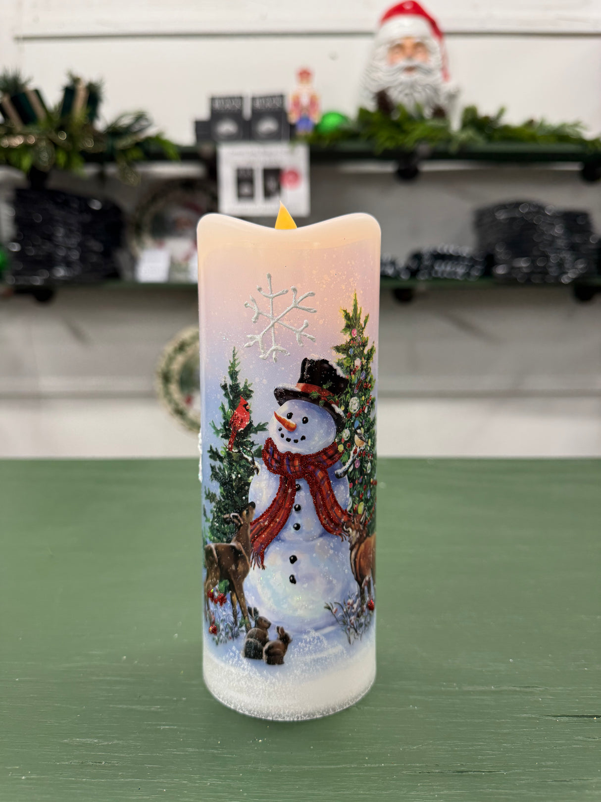 8" Led Snowman Candle