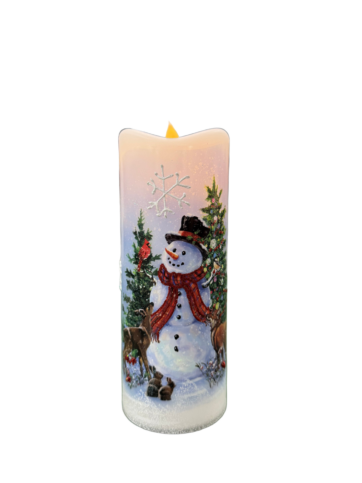8" Led Snowman Candle