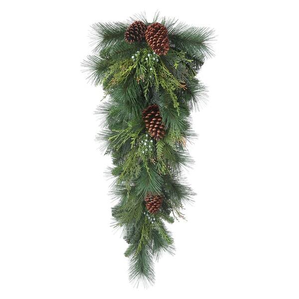 32" Deep Woods Mix Greens W/Cones Teardrop