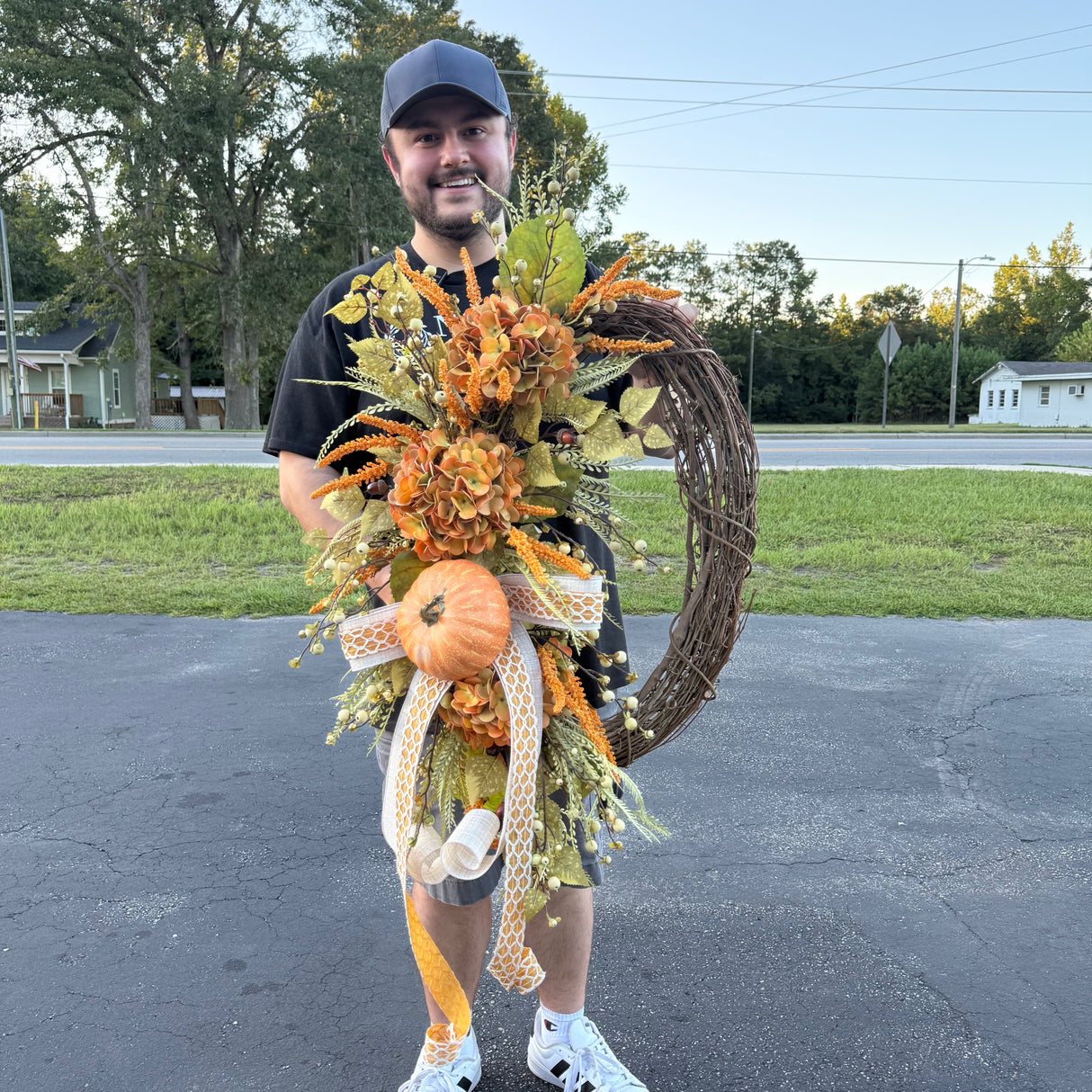Fall Berry Pumpkin Oval Wreath (Completed Design)