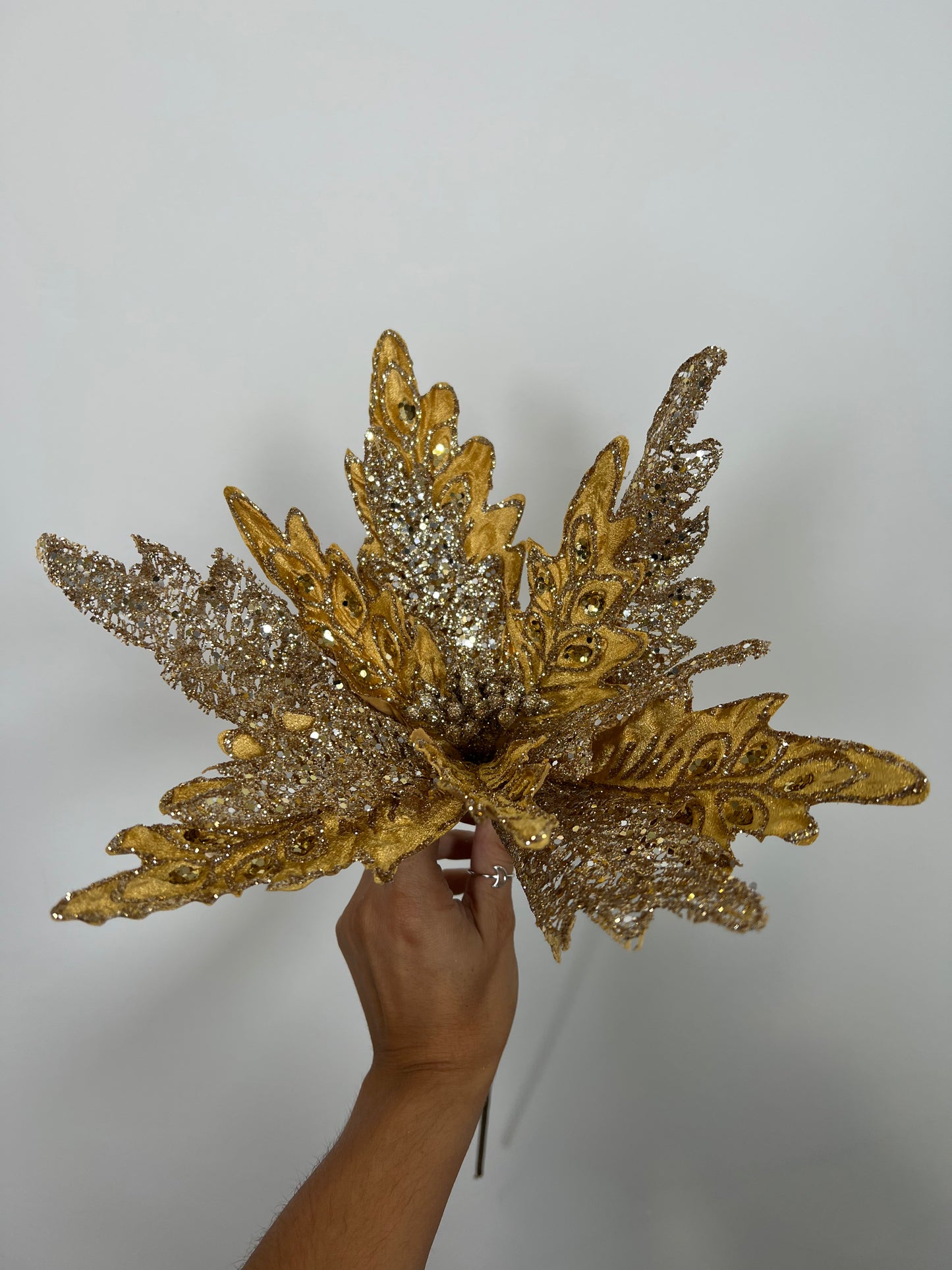 23"L Velvet Poinsettia Stem