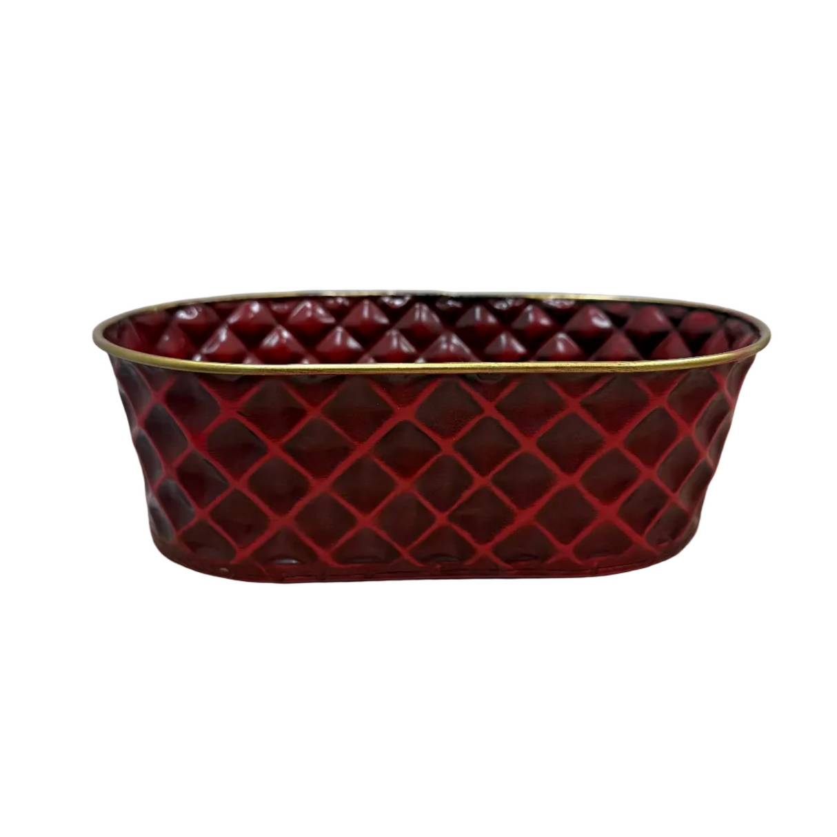 10" Tin Oval Container (Red)