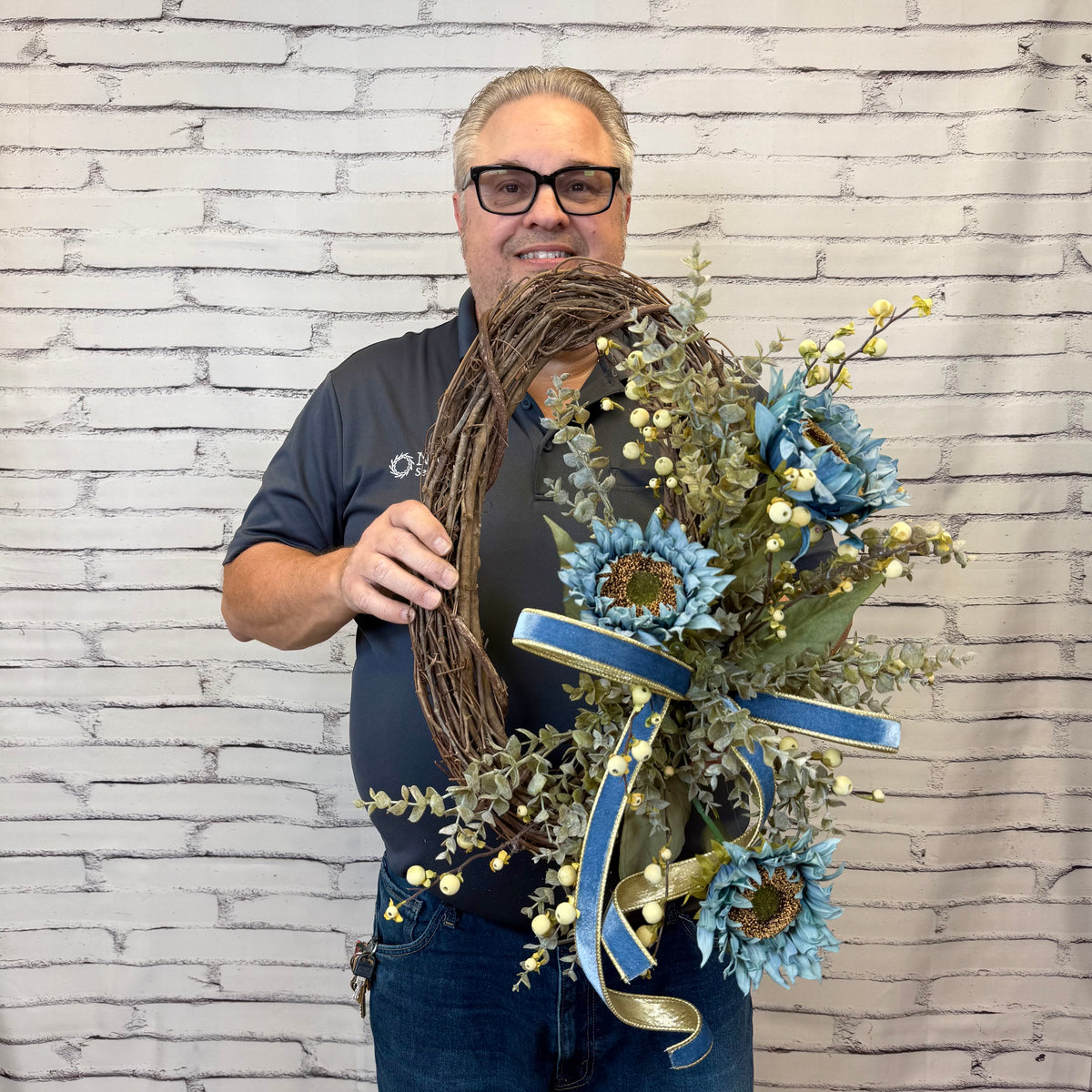 Blue Sunflower Wreath Kit