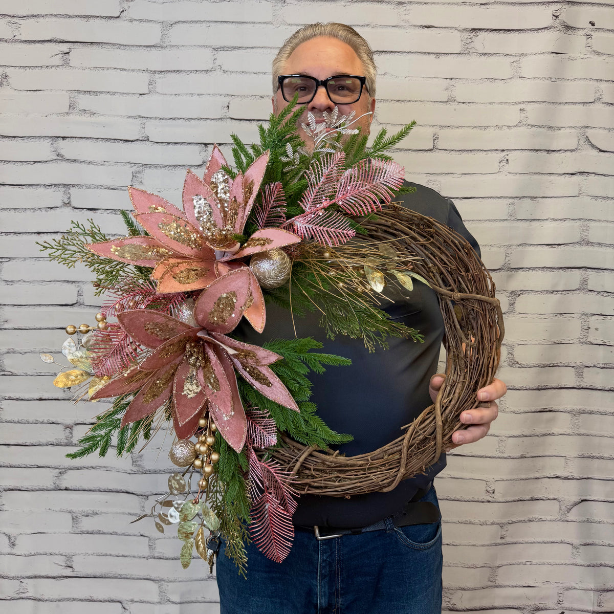 Rose Gold Poinsettia Wreath Kit