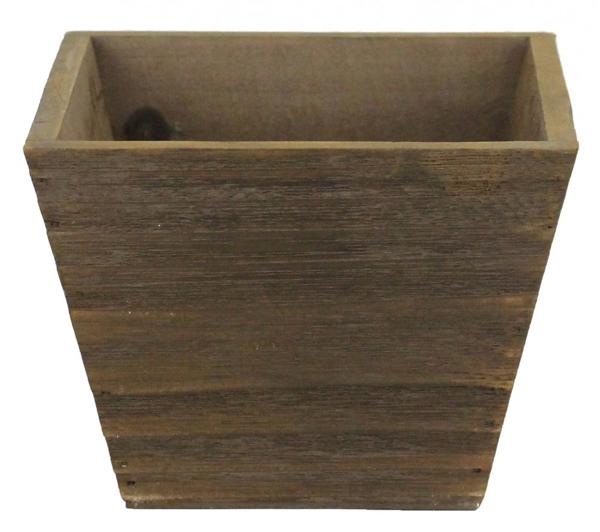 6"Sq Wood Tapered Pot Brown