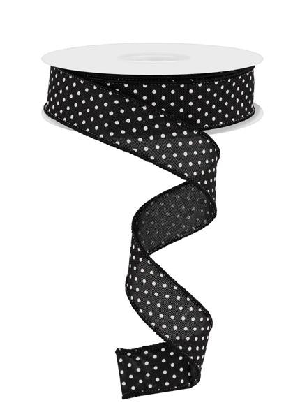 7/8" x 10yd Raised Swiss Dots On Royal (Black/White)