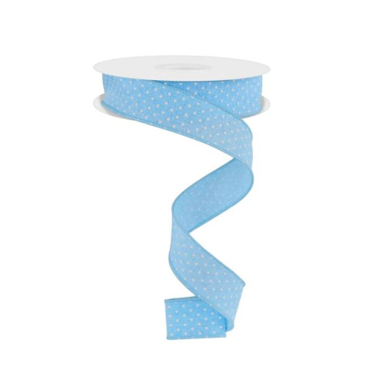 7/8" x 10yd Raised Swiss Dots On Royal (Blue/White)