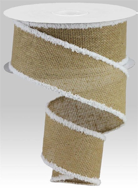 2.5" x 10yd Faux Burlap W/Snowdrift