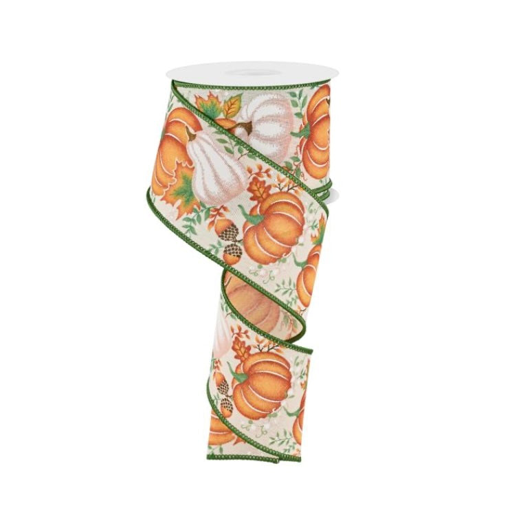 2.5" x 10yd Pumpkin/Gourd/Leaves