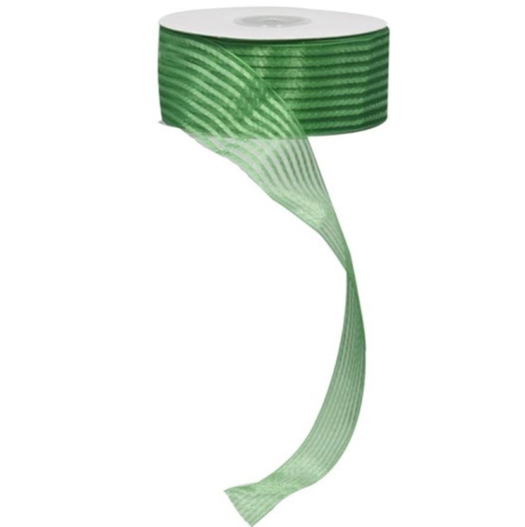 1.5" X 25Yd Sheer/Satin Stripe Non-Wired