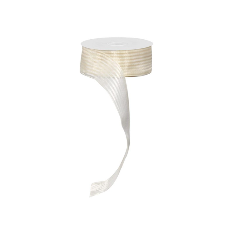 1.5" x 25yd Sheer/Satin Stripe Non-Wired