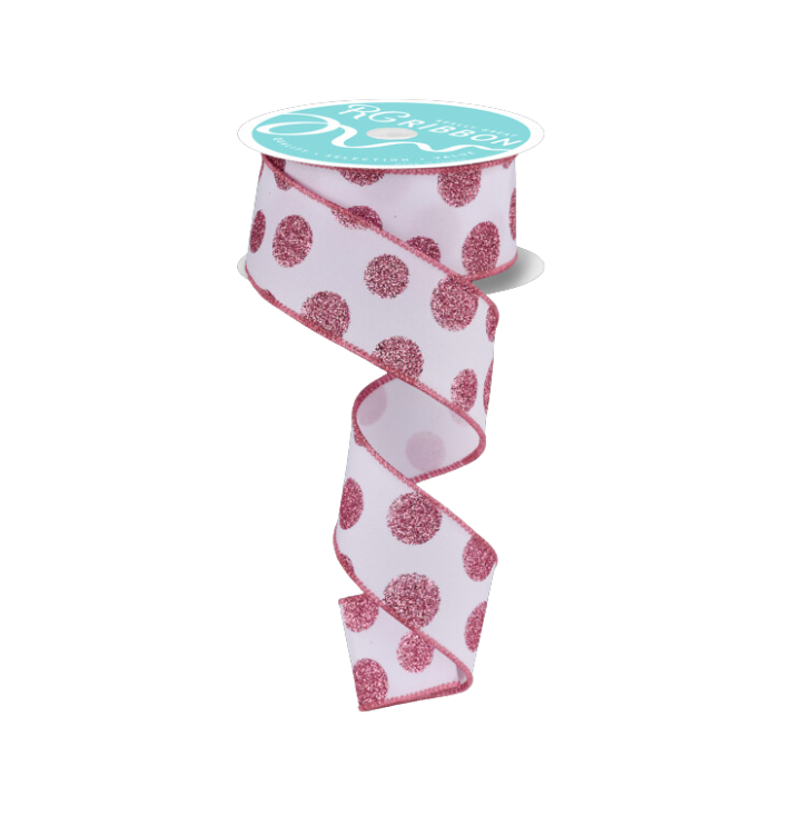 1.5" x 10yd Glitter Polka Dots