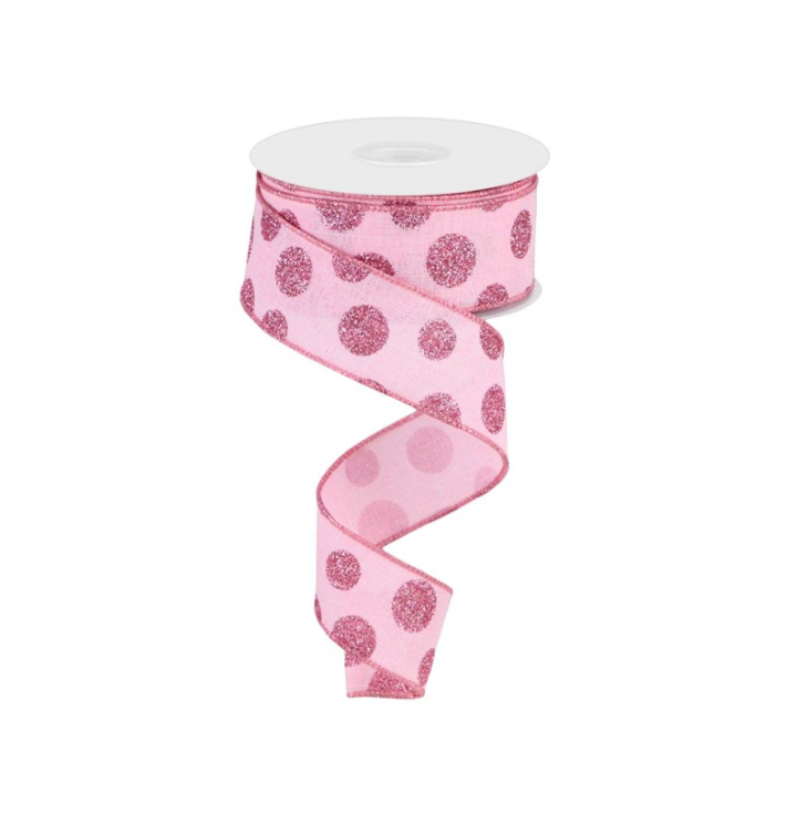 1.5" x 10yd Glitter Polka Dots