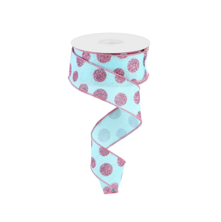 1.5" x 10yd Glitter Polka Dots