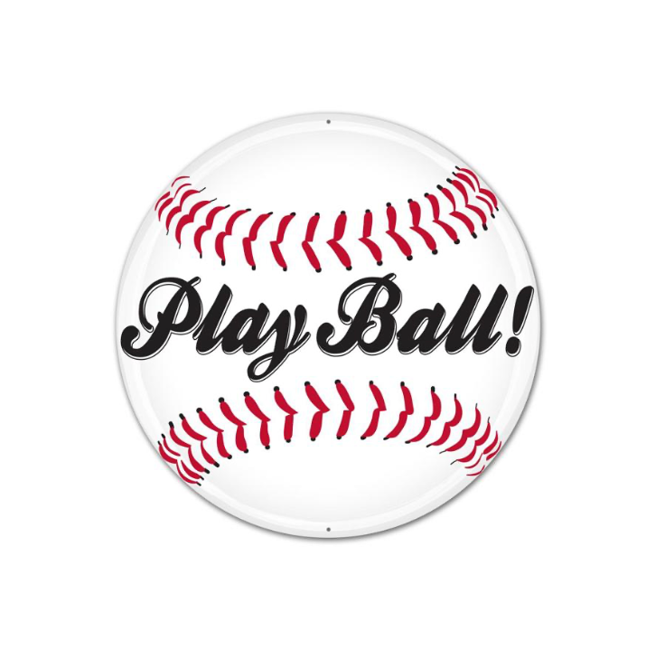 12"Dia Metal Play Ball! Baseball Sign