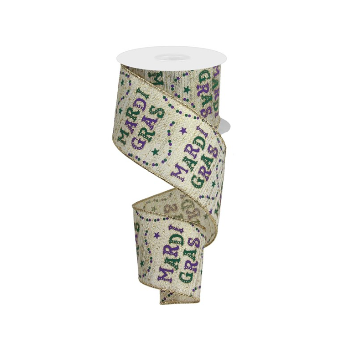 2.5" x 10yd Mardi Gras/Beads/Metallic