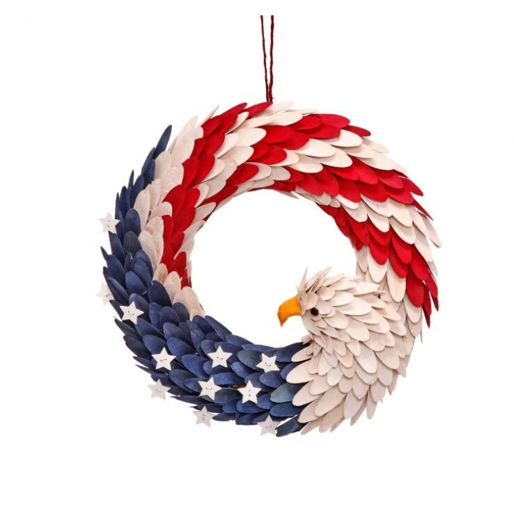 16" Woodchip Eagle Head Wreath