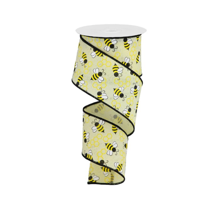 2.5" x 10yd Mini Bumblebees On Royal