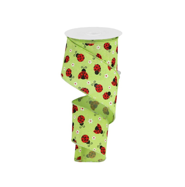 2.5" x 10yd Mini Ladybugs On Royal