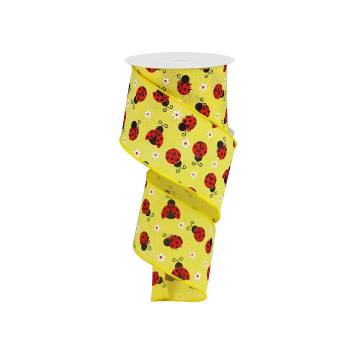 2.5" x 10yd Mini Ladybugs On Royal