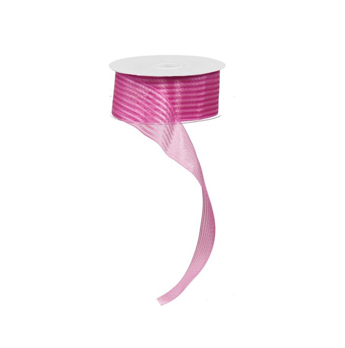 1.5" X 25Yd Sheer/Satin Stripe Non-Wired