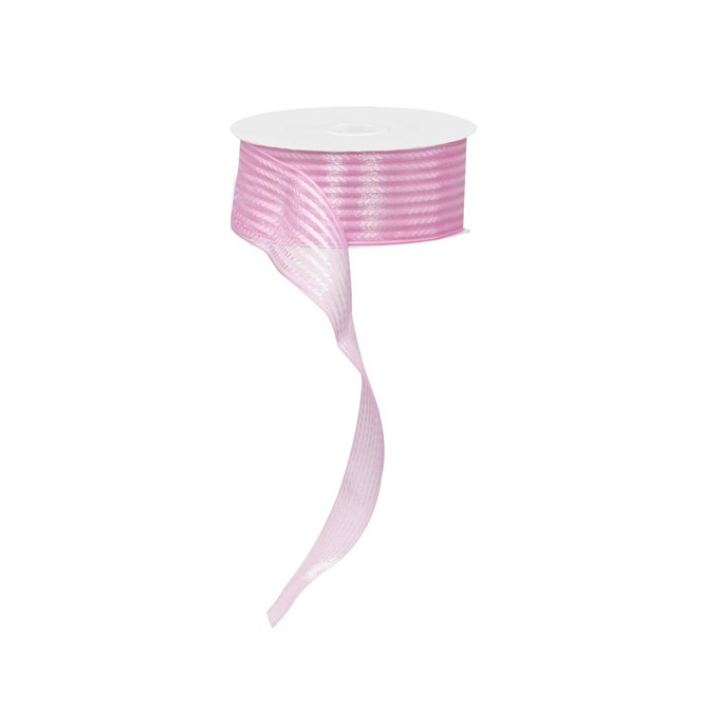 1.5" X 25Yd Sheer/Satin Stripe Non-Wired