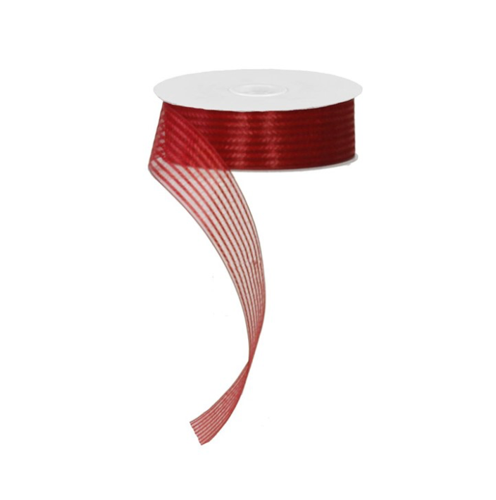 1.5" X 25Yd Sheer/Satin Stripe Non-Wired