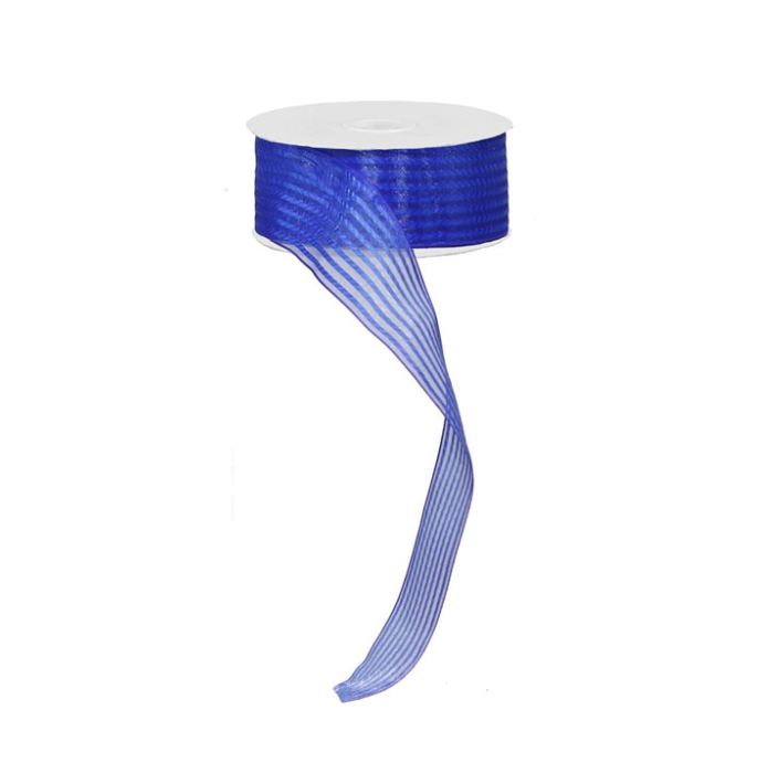1.5" X 25Yd Sheer/Satin Stripe Non-Wired