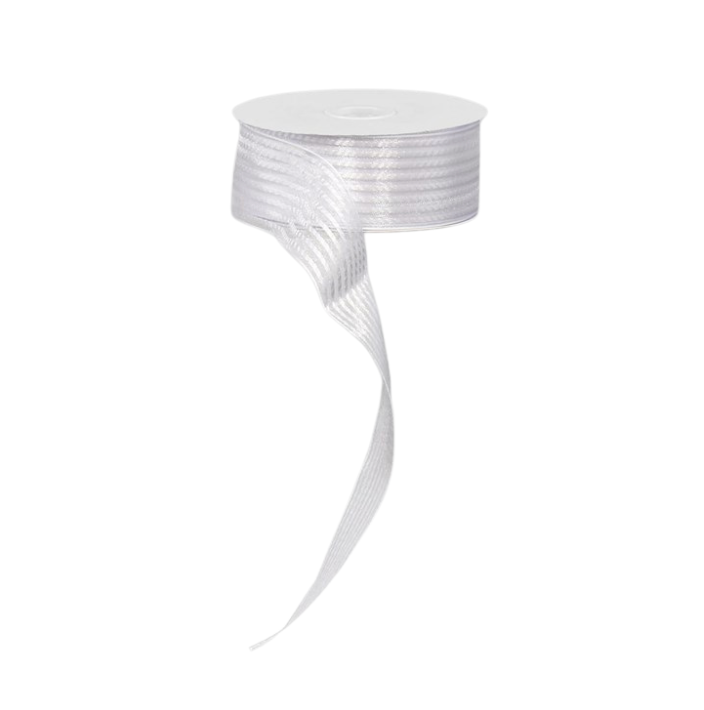 1.5" x 25yd Sheer/Satin Stripe Non-Wired
