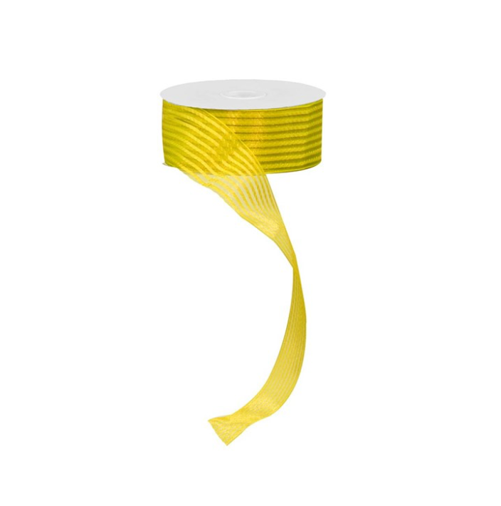 1.5" x 25yd Sheer/Satin Stripe Non-Wired (Yellow)