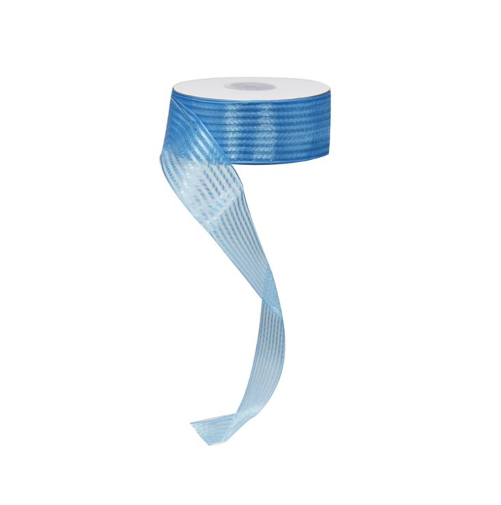 1.5" x 25yd Sheer/Satin Stripe Non-Wired