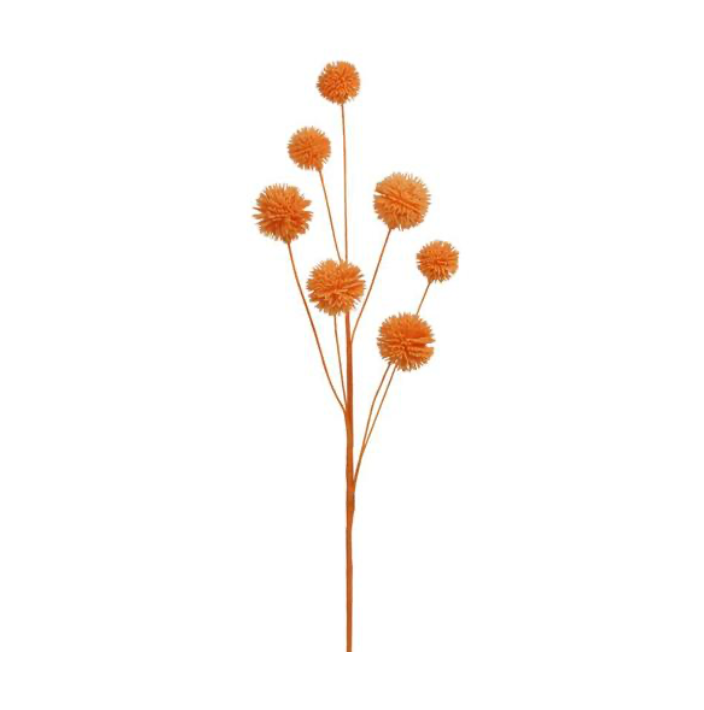 19"L Flocked Pompom Spray X 7