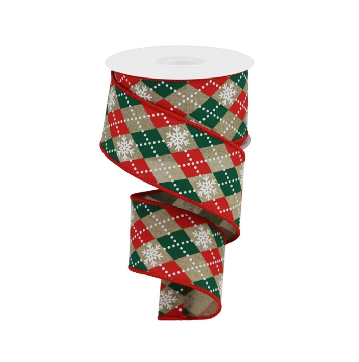 2.5" X 10Yd Argyle Snowflakes On Royal