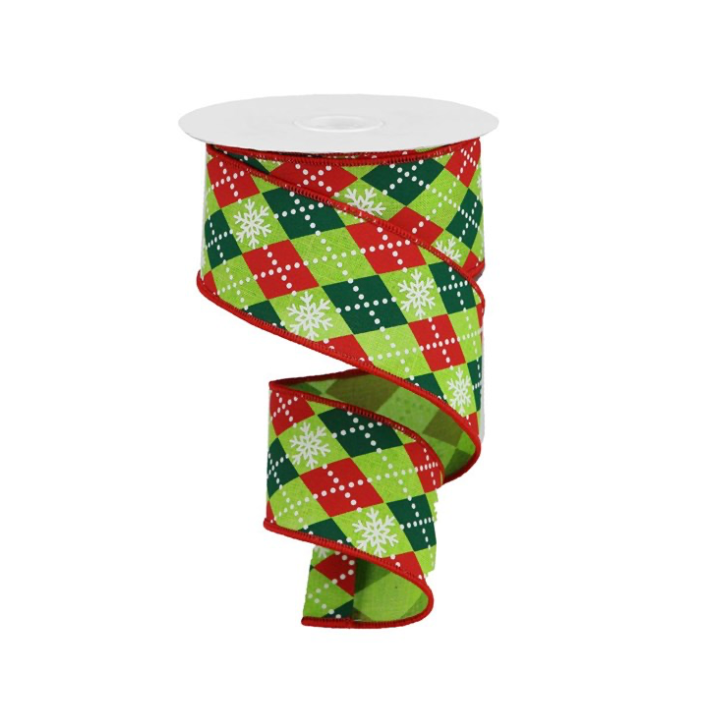 2.5" X 10Yd Argyle Snowflakes On Royal