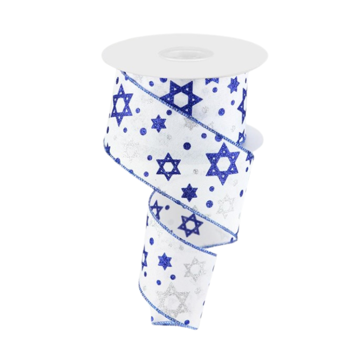 2.5"X10yd Glitter Star Of David On Royal