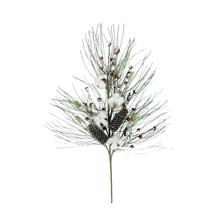 35"L Pod/Pinecone/Snow Berry Spray
