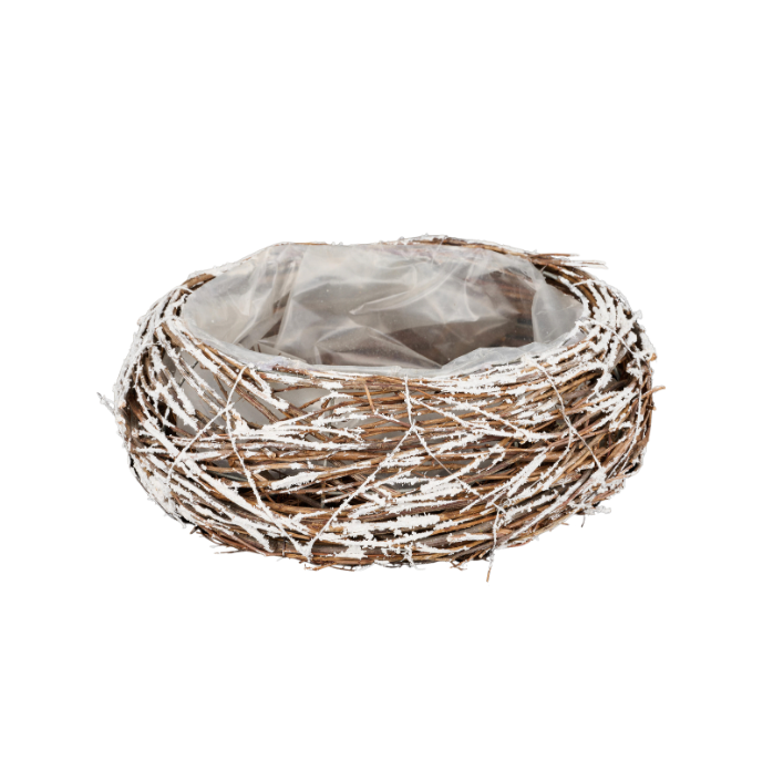 10.25"DIA X 3.75"H Snowy Willow Planter